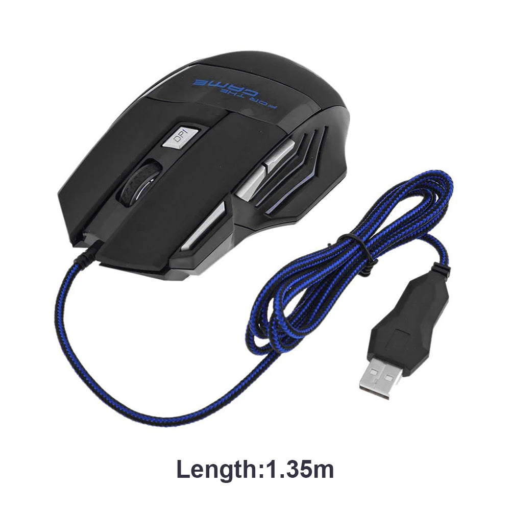 5500 DPI Adjustable Optical PC Gamer Mice Wired Gaming Mouse 7 Button Backlit Laptop Computer Ergonomic Mice Silent