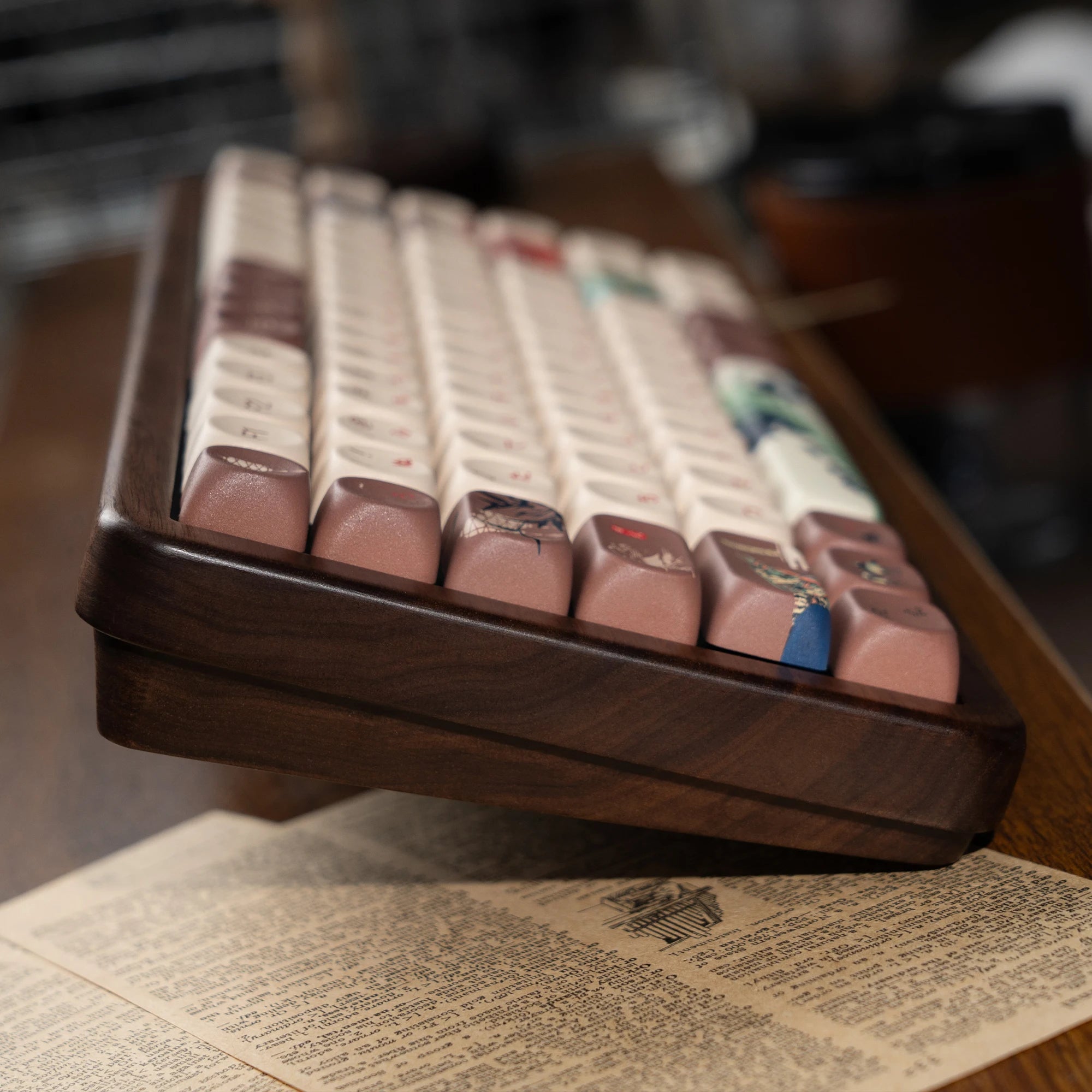 Womier Mount Fuji Custom Keyboard WD75 V2 Wooden Gaming Keyboard with QMK/VIA Tri-Mode Wireless Mechanical RGB 75% Hot Swappable