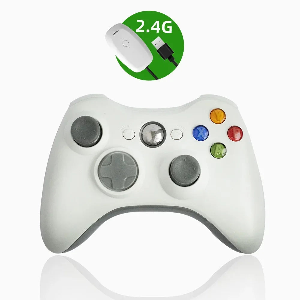 Wireless/Wired Controller For Xbox 360 Game Controller with Dual-Vibration Turbo Compatible with Xbox 360/360 Slim and PC Window