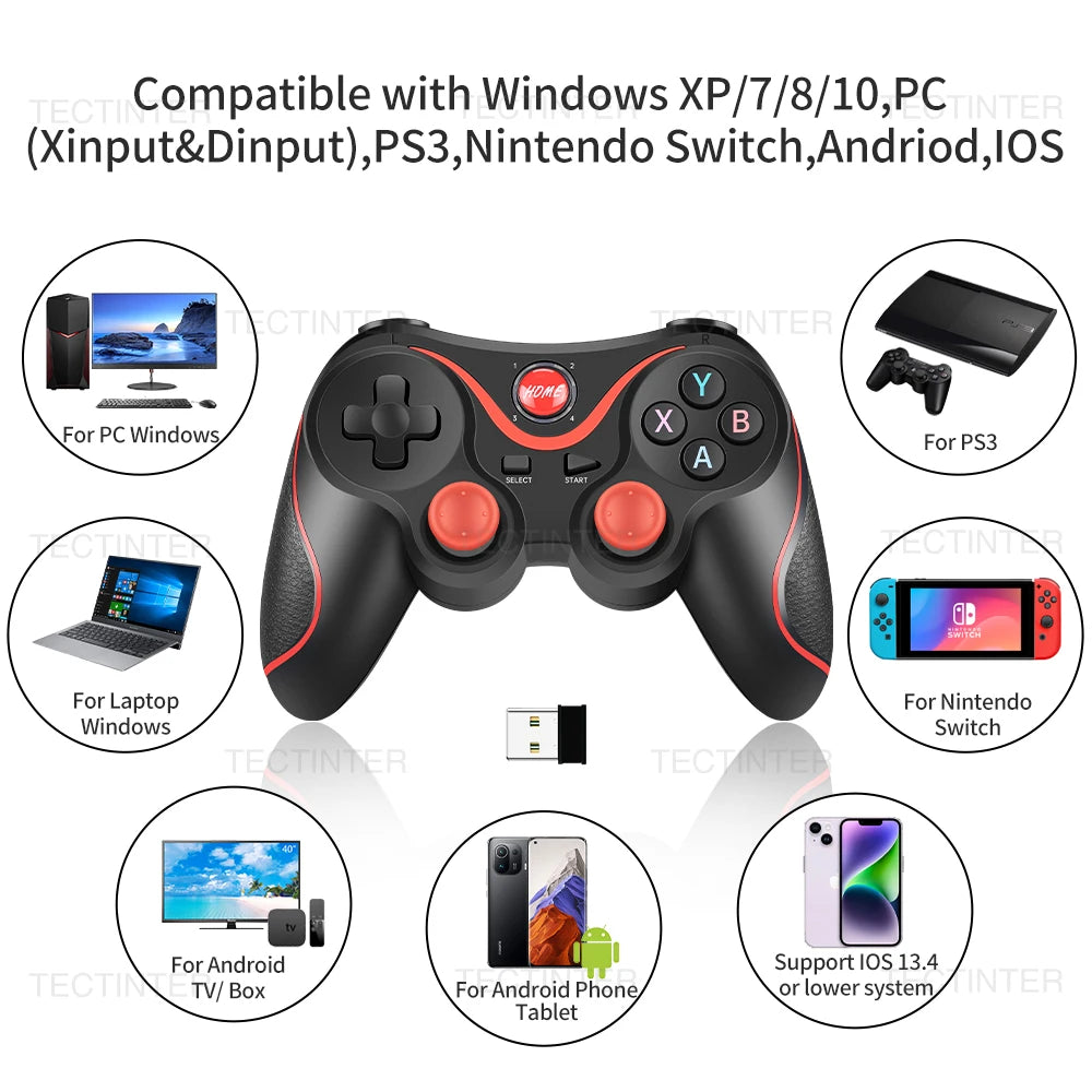 Terios 2.4G Wireless Bluetooth Controller for Nintendo Switch/PS3/PS4 Console PC Joystick Controle Gamepad for Android Phone