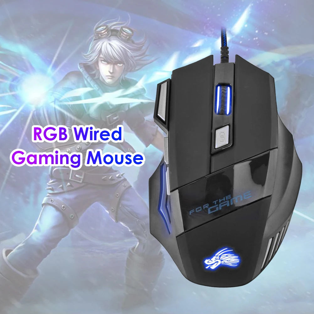 5500 DPI Adjustable Optical PC Gamer Mice Wired Gaming Mouse 7 Button Backlit Laptop Computer Ergonomic Mice Silent