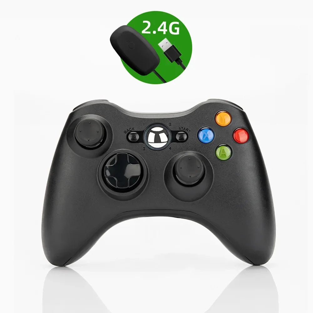 Wireless/Wired Controller For Xbox 360 Game Controller with Dual-Vibration Turbo Compatible with Xbox 360/360 Slim and PC Window
