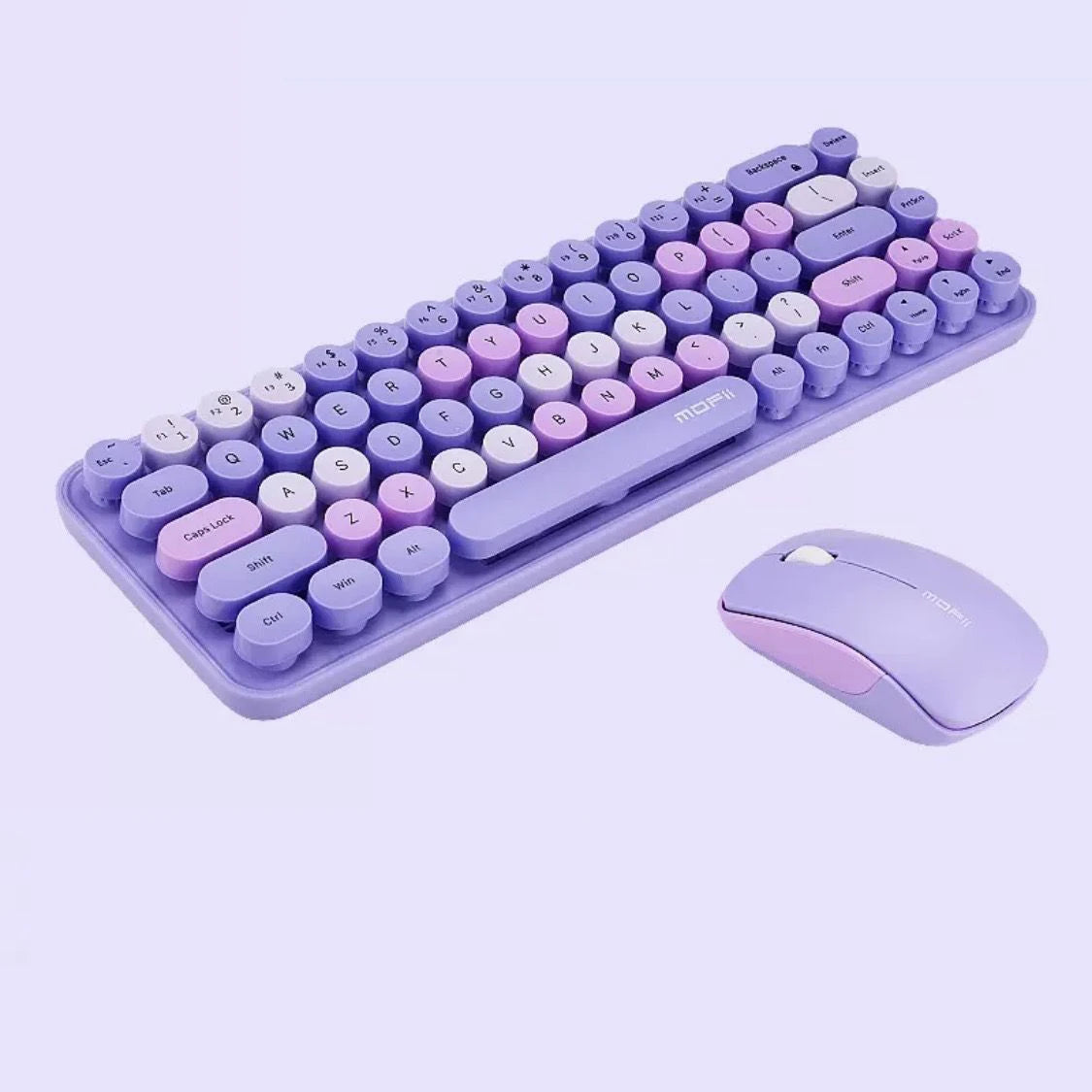 Mofii Wireless Keyboard and Mouse 2.4G Keyboards with Colorful 68 Keys Typewriter Retro Round Keycap for Laptop, Tablet, Windows